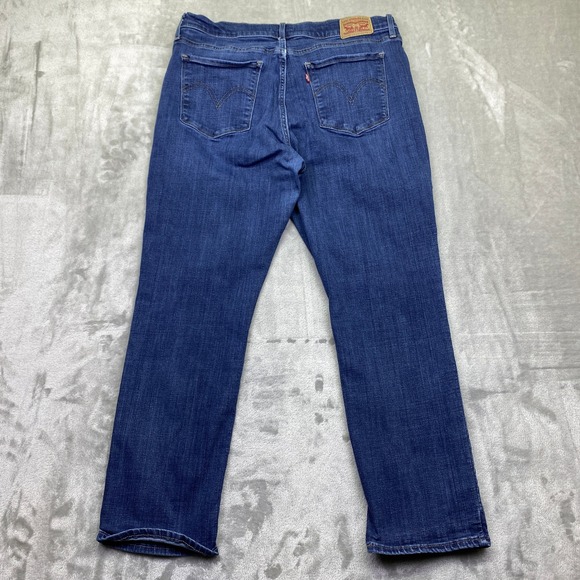 Levi's Women's Classic Straight Leg Jeans Dark Wash Blue Size 14 Fits 33" Grunge - Picture 8 of 11